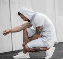Instinct Blue – Sudadera Hombre Bodybuilding | Manga Corta | Algodón Slim Fit