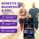 Suplemento de zinc + magnesio, huesos fuertes, dientes, corazón, nervios, mejora la inmunidad, apoya la densidad ósea y la salud muscular