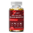 Suplemento de hierro + ácido fólico, con vitamina C, B12 y zinc, fortalecedor de sangre, soporte para la circulación, soporte inmunológico