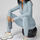 Peleles sexys para entrenamiento, mono con cremallera, monos deportivos de manga larga para mujer, trajes de gimnasio para correr y Fitness, chándal de una pieza, ropa deportiva