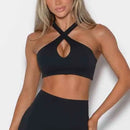 Sujetador deportivo para correr al aire libre, chaleco de fitness, cruz sexy con cuello colgante, top de alta gama