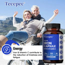 Suplemento de Hierro con Vitamina C - Apoya la Producción de Energía, la Salud Inmunológica, el Transporte de Oxígeno y el Bienestar Diario, Amigable con el Estómago