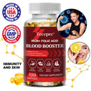 Suplemento de hierro + ácido fólico, con vitamina C, B12 y zinc, fortalecedor de sangre, soporte para la circulación, soporte inmunológico