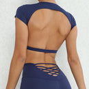 Instinct Blue – Top Deportivo Mujer | Espalda Abierta | Yoga y Gym