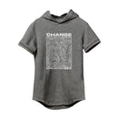 Camiseta con capucha para hombre, prenda deportiva de manga corta, ajustada, de algodón, transpirable, para entrenamiento y Culturismo