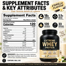 Proteína de Suero en Polvo, 18g de Proteína, 5.5g de BCAA, Sabor Vainilla, Recuperación y Crecimiento Muscular Post-Entrenamiento, 120 Cal, 33 Porciones, Gimnasio, Fitness