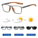 Gafas fotocromáticas deportivas, montura cuadrada TR90 con filtro de luz azul, protección UV400 para uso exterior e interior, resistentes a impactos
