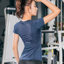Instinct Blue – Top Yoga Mujer Sin Costuras | Manga Corta | Poliéster