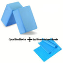 Instinct Blue – Kit Yoga 3 Piezas | 2 Bloques EVA + Banda Resistencia | Estiramiento Principiantes