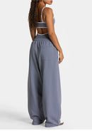 Pantalones Deportivos Joggers para Mujer, Cintura Baja, con Cinturón, Rectos, Color Sólido, Casuales, para Gimnasio, con Múltiples Bolsillos, Anchos