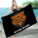 Toalla de playa motivacional para gimnasio, sin dolor no hay ganancia, microfibra suave de secado rápido y absorbente para natación, montaña, yoga, viajes