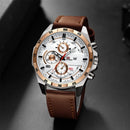 Reloj Deportivo para Hombre de 46mm, Correa de Cuero Negra, Serie Racing, Uso Diario, Reloj de Cuarzo con Esfera de Oro Rosa Original, Relogio Masculino