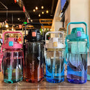 Instinct Blue – Botella Agua 1.5L / 2L con Pajita y Correa | BPA Free | Gym y Viaje
