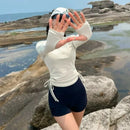 Instinct Blue – Bañador Deportivo Mujer Dos Piezas | Manga Larga | Protección Solar