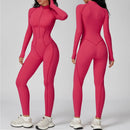 Peleles sexys para entrenamiento, mono con cremallera, monos deportivos de manga larga para mujer, trajes de gimnasio para correr y Fitness, chándal de una pieza, ropa deportiva
