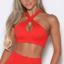 Sujetador deportivo para correr al aire libre, chaleco de fitness, cruz sexy con cuello colgante, top de alta gama