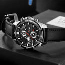 Reloj Deportivo para Hombre de 46mm, Correa de Cuero Negra, Serie Racing, Uso Diario, Reloj de Cuarzo con Esfera de Oro Rosa Original, Relogio Masculino