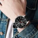 Reloj Deportivo para Hombre de 46mm, Correa de Cuero Negra, Serie Racing, Uso Diario, Reloj de Cuarzo con Esfera de Oro Rosa Original, Relogio Masculino