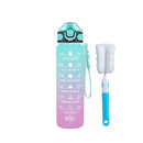 Instinct Blue – Botella Agua 32oz con Pajita | Marcador de Tiempo | Antigoteo BPA Free