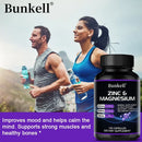 Suplemento de zinc + magnesio, huesos fuertes, dientes, corazón, nervios, mejora la inmunidad, apoya la densidad ósea y la salud muscular