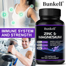 Suplemento de zinc + magnesio, huesos fuertes, dientes, corazón, nervios, mejora la inmunidad, apoya la densidad ósea y la salud muscular