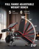Banco de Pesas Ajustable, Bench1000 MAX, Banco de Ejercicios de Alta Resistencia con Extensión de Piernas y Almohadilla Preacher para Gimnasio en Casa, Personalizable