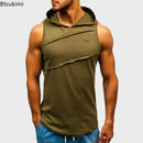 Camiseta deportiva con capucha a la moda para hombre, camisetas sin mangas holgadas informales, camisetas sin mangas para correr, gimnasio, Fitness, ropa deportiva para hombre, sudaderas con capucha para entrenamiento