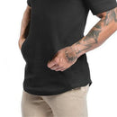 Camiseta con capucha para hombre, prenda deportiva de manga corta, ajustada, de algodón, transpirable, para entrenamiento y Culturismo