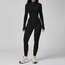 Peleles sexys para entrenamiento, mono con cremallera, monos deportivos de manga larga para mujer, trajes de gimnasio para correr y Fitness, chándal de una pieza, ropa deportiva