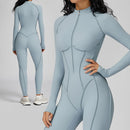 Peleles sexys para entrenamiento, mono con cremallera, monos deportivos de manga larga para mujer, trajes de gimnasio para correr y Fitness, chándal de una pieza, ropa deportiva