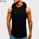 Camiseta deportiva con capucha a la moda para hombre, camisetas sin mangas holgadas informales, camisetas sin mangas para correr, gimnasio, Fitness, ropa deportiva para hombre, sudaderas con capucha para entrenamiento