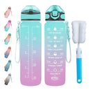 Instinct Blue – Botella Agua 32oz con Pajita | Marcador de Tiempo | Antigoteo BPA Free
