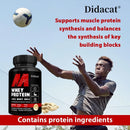Concentrado de proteínas de suero Didacat, con proteínas de 5000 mg, sin gluten y sin OGM, aumenta la inmunidad y apoya la recuperación post-exercice