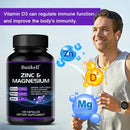 Suplemento de zinc + magnesio, huesos fuertes, dientes, corazón, nervios, mejora la inmunidad, apoya la densidad ósea y la salud muscular