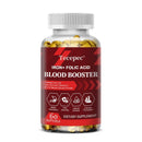 Suplemento de hierro + ácido fólico, con vitamina C, B12 y zinc, fortalecedor de sangre, soporte para la circulación, soporte inmunológico