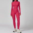 Peleles sexys para entrenamiento, mono con cremallera, monos deportivos de manga larga para mujer, trajes de gimnasio para correr y Fitness, chándal de una pieza, ropa deportiva