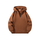 Sudaderas con capucha de media cremallera para hombre, nuevas sudaderas de manga larga de Color sólido, sudaderas deportivas holgadas y cálidas, Jersey informal de moda