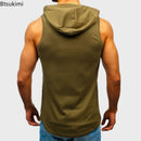 Camiseta deportiva con capucha a la moda para hombre, camisetas sin mangas holgadas informales, camisetas sin mangas para correr, gimnasio, Fitness, ropa deportiva para hombre, sudaderas con capucha para entrenamiento