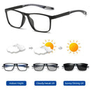 Gafas fotocromáticas deportivas, montura cuadrada TR90 con filtro de luz azul, protección UV400 para uso exterior e interior, resistentes a impactos