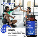 Cápsulas de suplemento de hierro: con vitamina C, ayudan a aumentar la energía, mejorar el enfoque, mejorar la función inmunológica, antioxidante