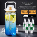 Instinct Blue – Botella Agua 1.5L / 2L con Pajita y Correa | BPA Free | Gym y Viaje