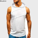 Camiseta deportiva con capucha a la moda para hombre, camisetas sin mangas holgadas informales, camisetas sin mangas para correr, gimnasio, Fitness, ropa deportiva para hombre, sudaderas con capucha para entrenamiento