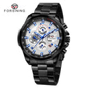 Relojes deportivos impermeables luminosos azules grandes mecánicos reloj de lujo de acero inoxidable para hombres reloj de pulsera automático multifuncional con fecha